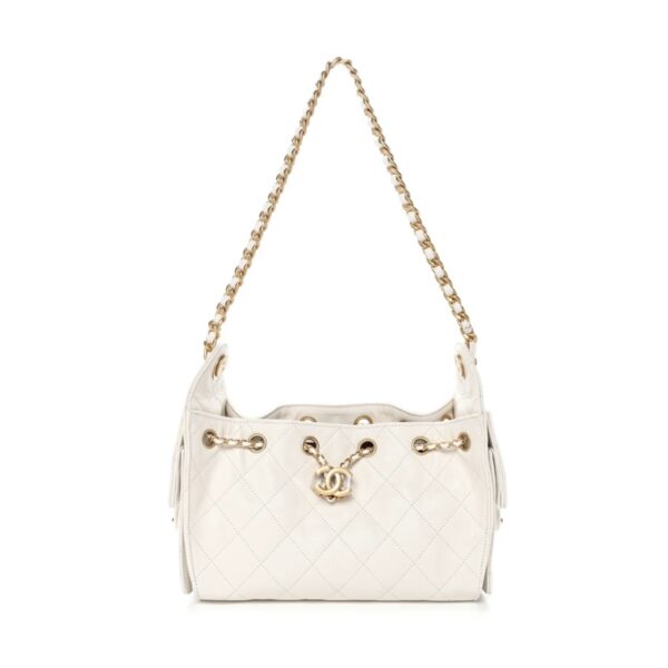 Chanel Mini 25 White Caviar Flap Bag