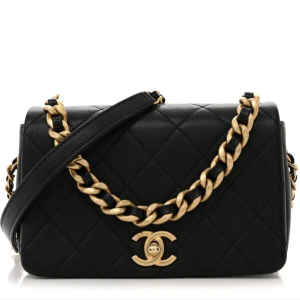 Caviar Quilted Small Fashion Therapy Flap Bag Black