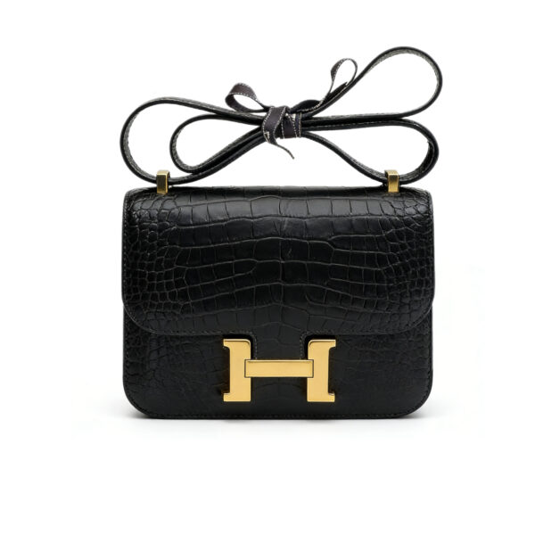 Hermès Constance 24 Black Handbag Gold Hardware Crocodile Leather