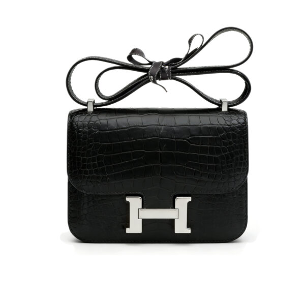 Hermès Constance 24 Black Handbag Sliver Hardware Crocodile Leather
