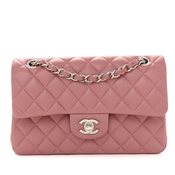 Metallic Caviar Quilted Medium Double  Flap Pink