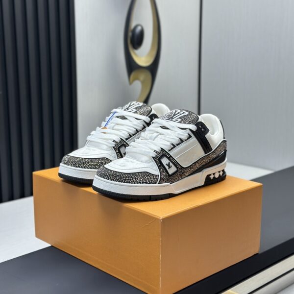 LV Trainer Unisex Low Top Rhinestone Sneakers