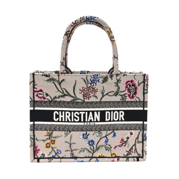 Canvas Embroidered Petites Fleurs Medium Book Tote Rose Multico