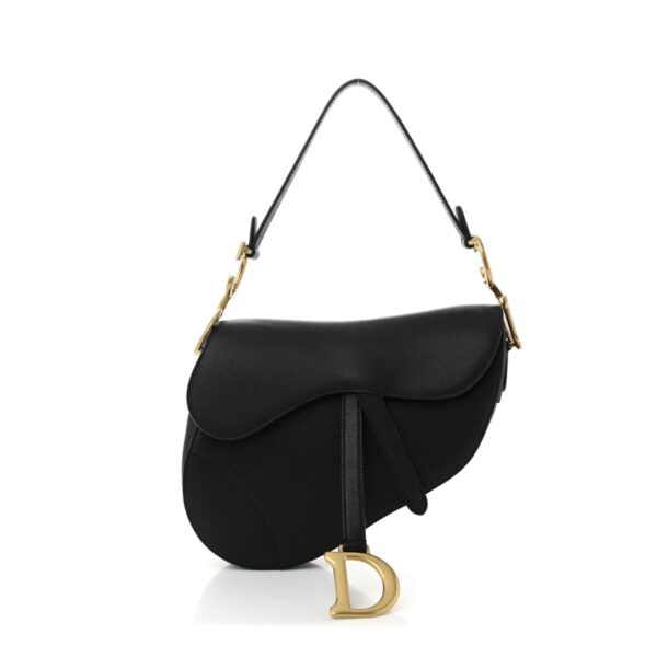 Replica Dior Grained Calfskin Saddle Bag Black