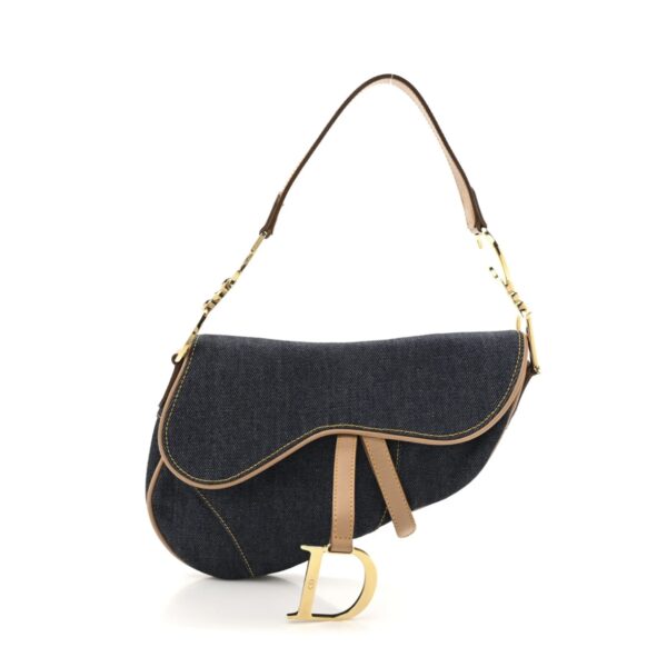 Denim Calfskin Saddle Bag Blue