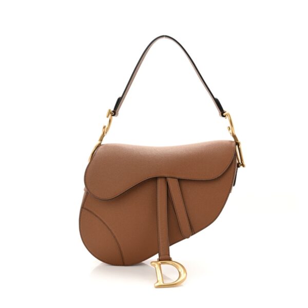 Grained Calfskin Saddle Bag Camello