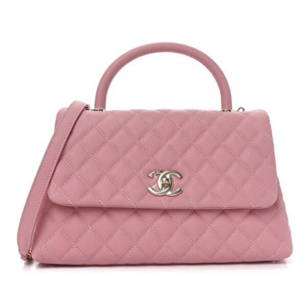Caviar Quilted Small Coco Handle Flap Light Pink