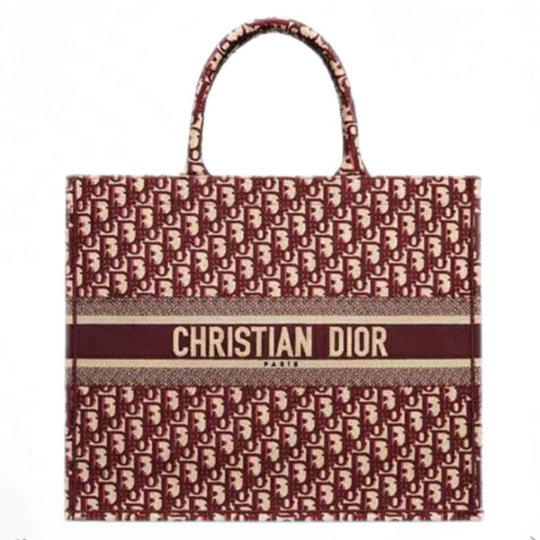 Replica Dior Book Tote Medium Burgundy Oblique Embroidery