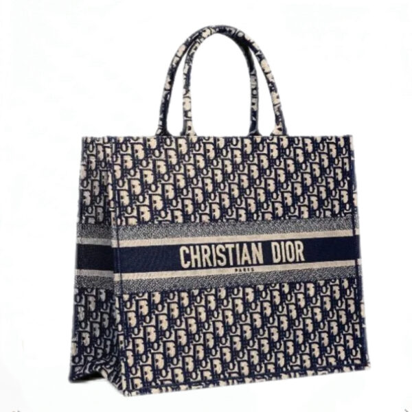 Replica Dior Book Tote Medium Blue Oblique Embroidery