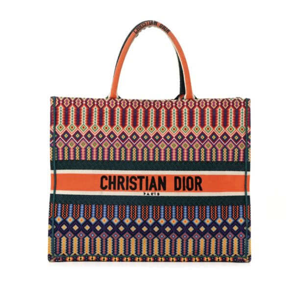 Canvas Embroidered Large Book Tote Orange Multicolor