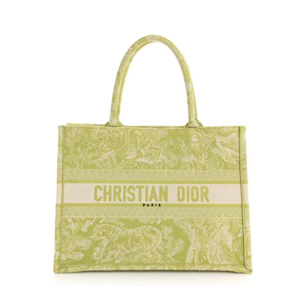 Canvas Embroidered Medium Dioriviera Toile De Jouy Book Tote D-Lite Green