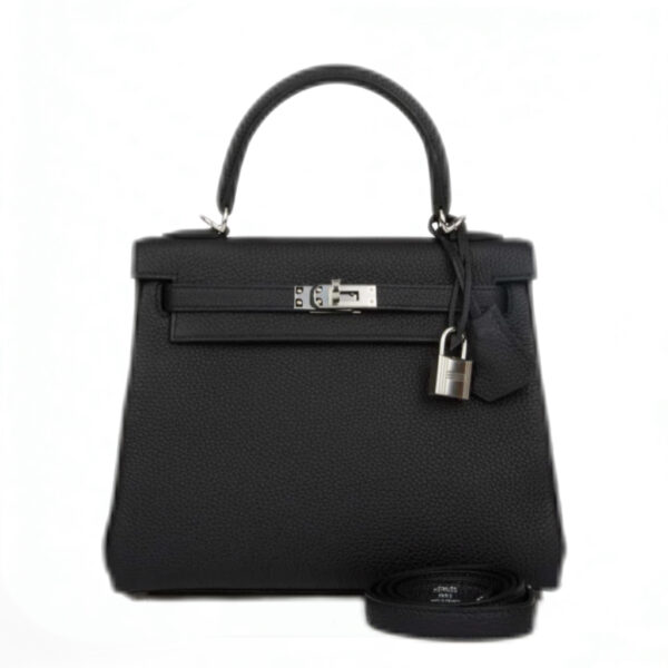 Replica Hermès Kelly 25 Black Handbag Sliver Hardware Togo Leather