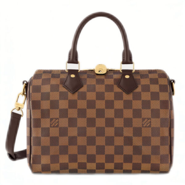 Replica Speedy Bandoulière 25 handbag Gold Hardware Damier Ebene Coated Canvas