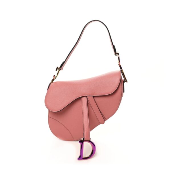Replica Dior Grained Calfskin Saddle Bag Pink