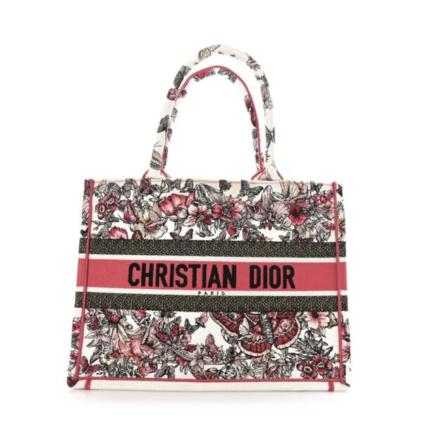 Canvas Embroidered Medium Butterfly Print Book Tote Multicolor