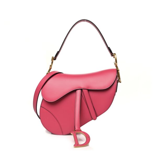 Replica Dior Supple Calfskin Saddle Bag With Strap Passion Pink