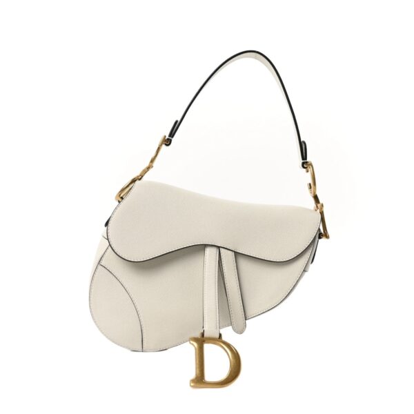 Replica Grained Calfskin Saddle Bag White