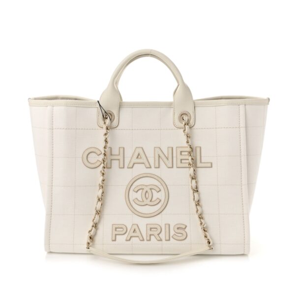 Replica Cotton Medium Deauville Tote White Bag