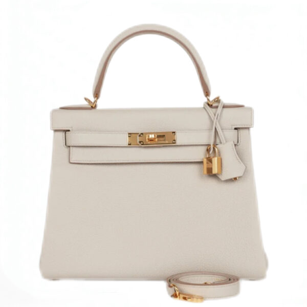 Replica Hermès Kelly 25 Craie Handbag Gold Hardware Togo Leather