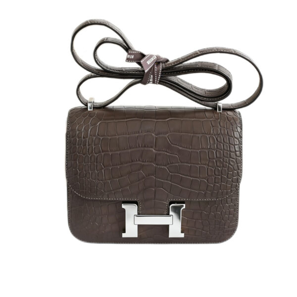 Hermès Constance 24 Etoupe Handbag Sliver Hardware Crocodile Leather