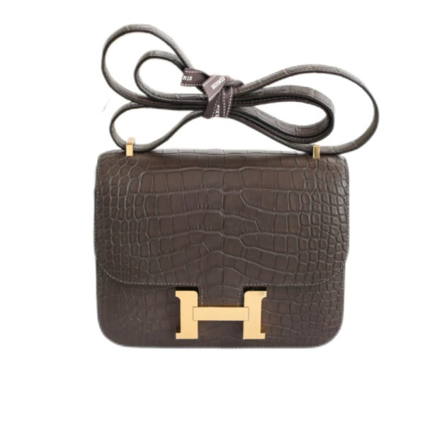 Hermès Constance 18 Black Handbag Gold Hardware Crocodile Leather