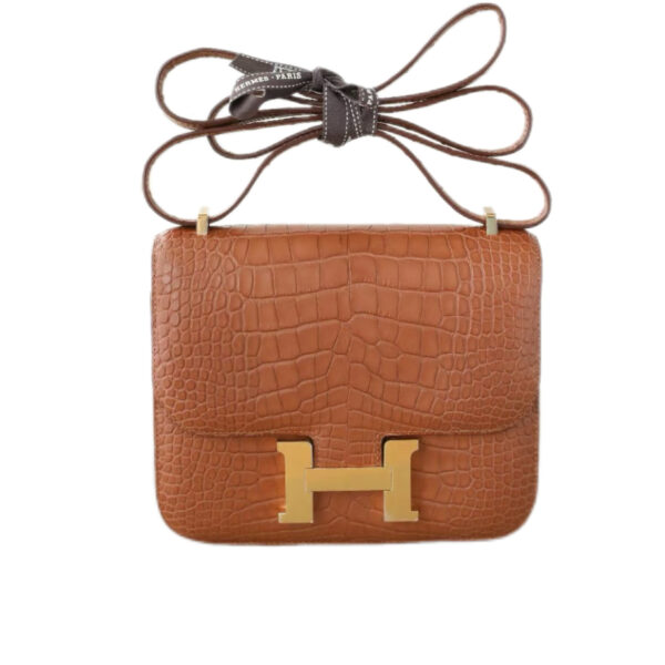 Hermès Constance 24 Brown Handbag Gold Hardware Crocodile Leather