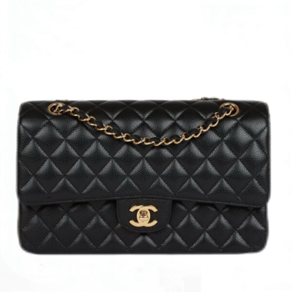 Chanel Classic Flap  Medium Black Gold Hardware Caviar Leather