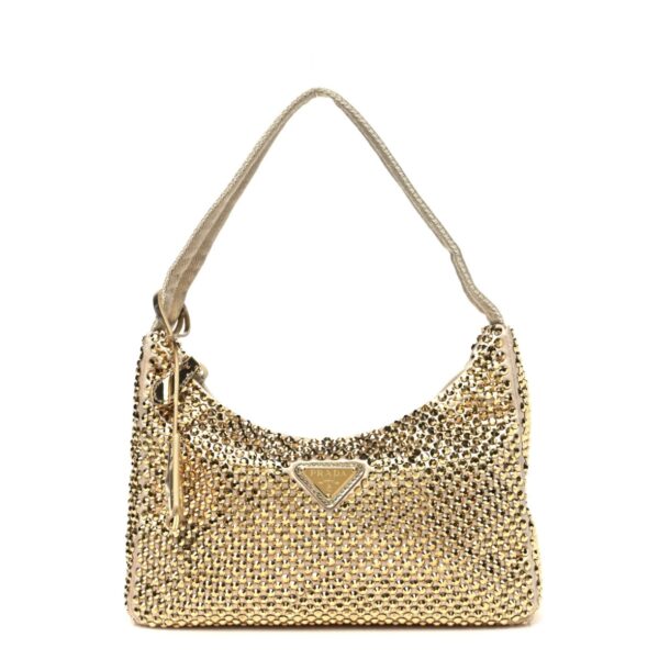 Satin Crystal Mini Re-Edition 2000 Bag Platino