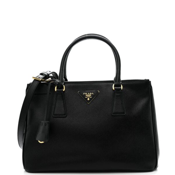 Saffiano Small Galleria Double Zip Tote Black