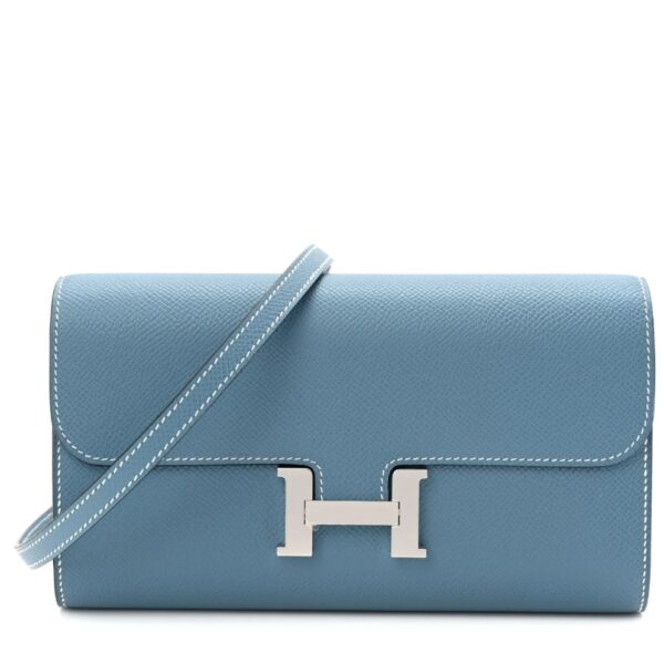 Hermès Constance Wallet To Go Blue Jean Epsom Leather Silver Hardware
